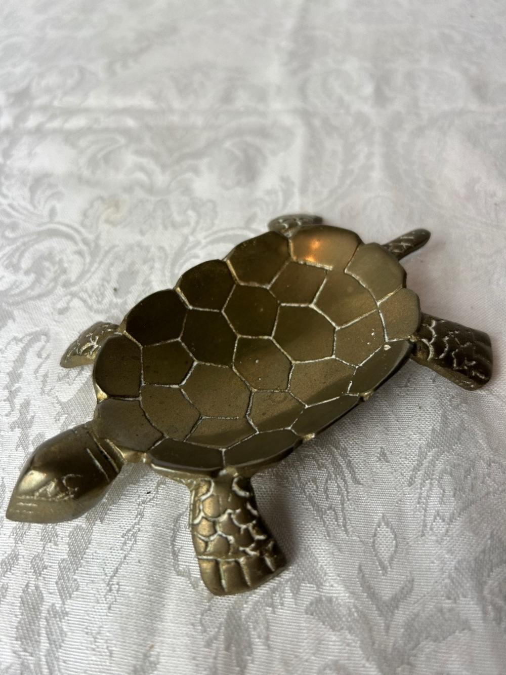 Vtg Brass Sea Turtle Trinket Dish Paperweight Jewelry Decor